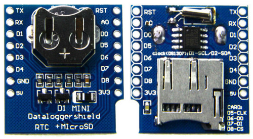   wemos d1 mini datalogger DS1307 MicroSD BAT